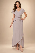 V Neck Chiffon Short Sleeves Mother of the Bride Dresses (SHIR1110366)