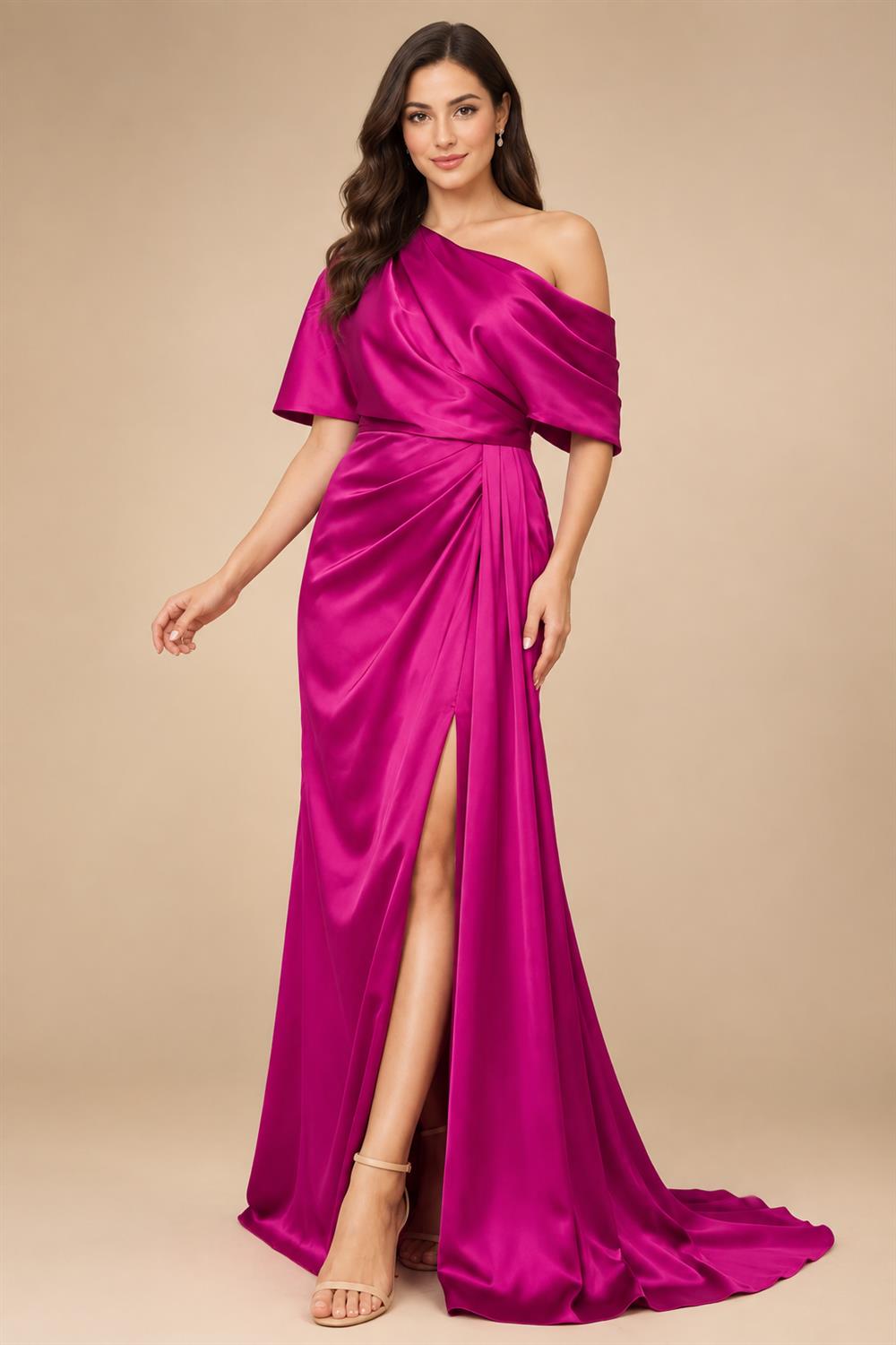Satin V Neck Floral Print A Line Mother of the Bride Dresses (SHIR1110445)