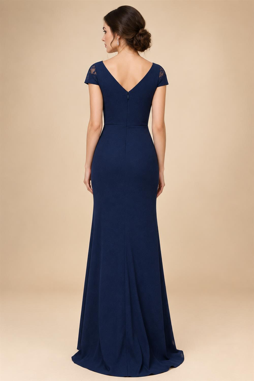 A-Line/Princess Scoop Neck Cap Sleeve Floor-Length Mother of the Bride Dresses with Lace Applique (SHI22500008)