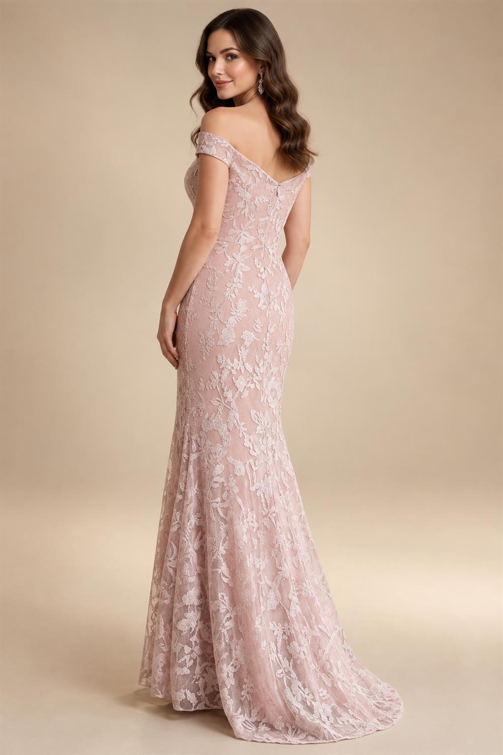 Sheath/Column Off Shoulder Chiffon Floor-Length Mother of the Bride & Groom Dresses with Lace Appliques (SHI22501551)