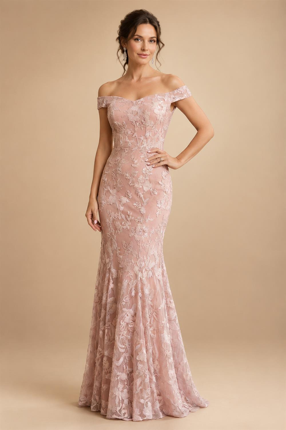 A-Line Floral Jacquard Floor-Length Mother of the Bride & Groom Dresses with V-Neck, Cap Sleeves (SHI22500480)