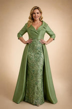 Sheath Chiffon Cape Sleeves Maxi Mother of the Bride & Groom Dresses with Ruched Waist (SHI22500727)