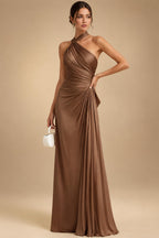 Jacquard A-Line/Princess V-Neck Floor-Length Mother of the Bride & Groom Dresses with Ruched Waist & Pockets (SHI22500984)