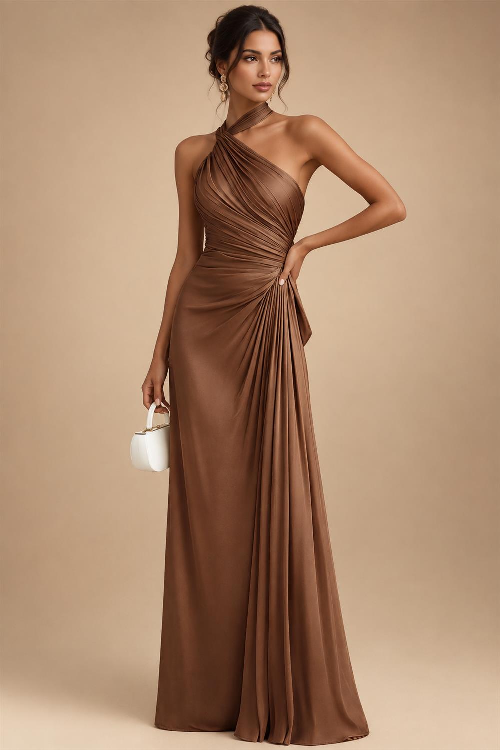 Cape Sleeve Floral Jacquard Satin Tea-Length Ruched Mother of the Bride Dresses 2 Piece (SHIA22500528)