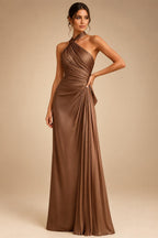A-Line/Princess V-Neck Chiffon Maxi Mother of the Bride & Groom Dresses with Rhinestones & Pleats (SHI22501693)