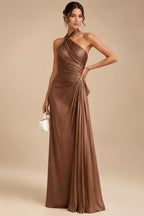 A-Line/Princess Off Shoulder Satin Floor-Length Mother of the Bride & Groom Dresses with 3D Flowers & Sweep Train (SHI22501552)