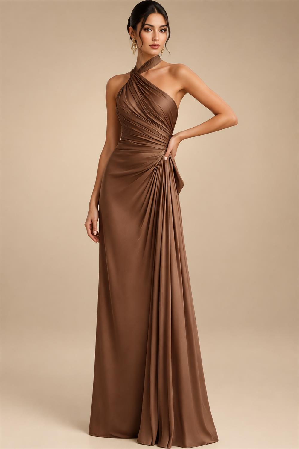 Sheath/Column V-Neck Stretch Jersey Maxi Mother of the Bride & Groom Dresses with Ruffles & Slit (SHI22501648)