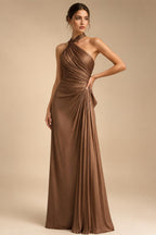 Lace Sheath/Column One Shoulder Floor-Length Mother of the Bride & Groom Dresses with Ruched Waist (SHI22500892)