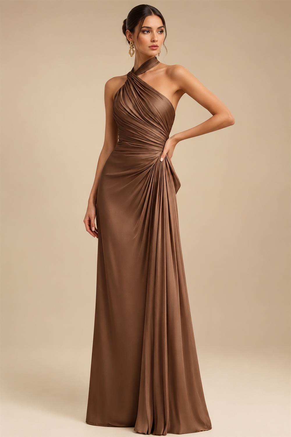 A-Line/Princess V-Neck Velvet Floor-Length Mother of the Bride & Groom Dresses with Ruched Waist (SHI22501614)