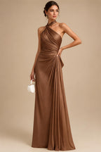 A-Line/Princess V-Neck Satin Floor-Length Mother of the Bride & Groom Dresses with?Jacquard Bolero?Jacket & Pleats (SHI22501695)