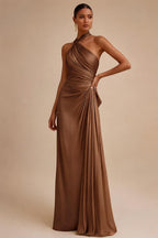 3/4 Sleeve Round Neck Sheath Midi Satin Mother of the Bride Dresses Formal Dress (SHI22500384)