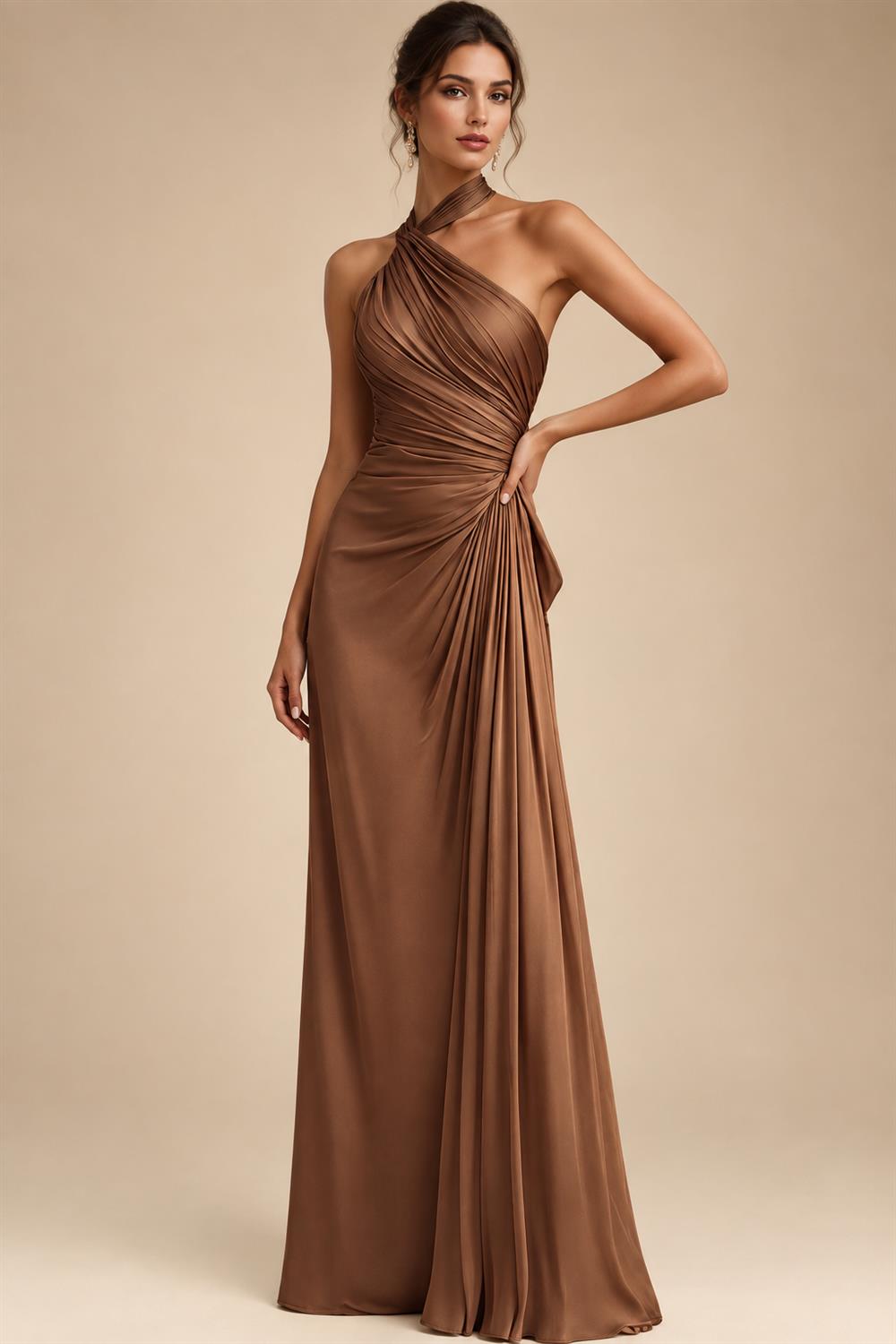 Sheath/Column Scoop Neck Satin Tea-Length Mother of the Bride & Groom Dresses with Ruched Waist & Rhinestones (SHI22501657)