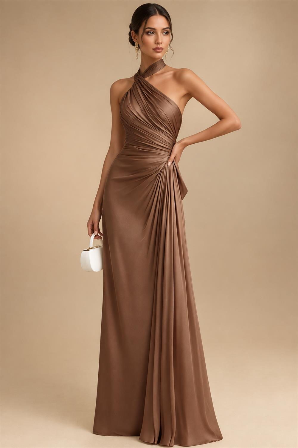 Jacquard Sheath/Column 3/4 Sleeves Floor-Length Mother of the Bride & Groom Dresses with Ruched Waist & Rhinestones (SHI22500801)