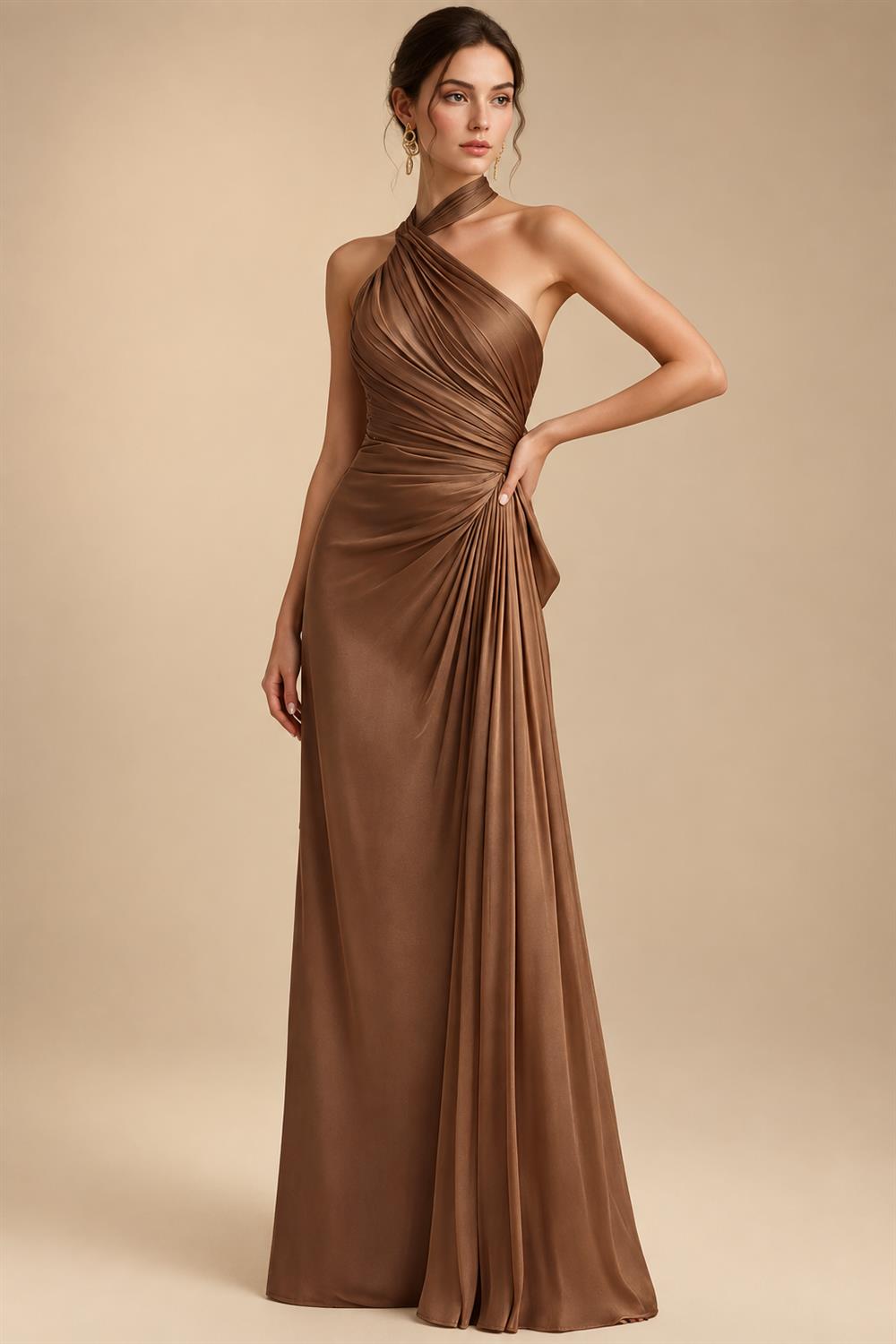 A-Line/Princess Scoop Neck Tea-Length Mother of the Bride & Groom Dresses with Ruffles & Ruched Waist (SHI22501287)
