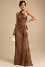 Sheath/Column Asymmetrical Pleated Satin Floor-Length Mother of the Bride Dresses with Ruffle (SHI22500107)