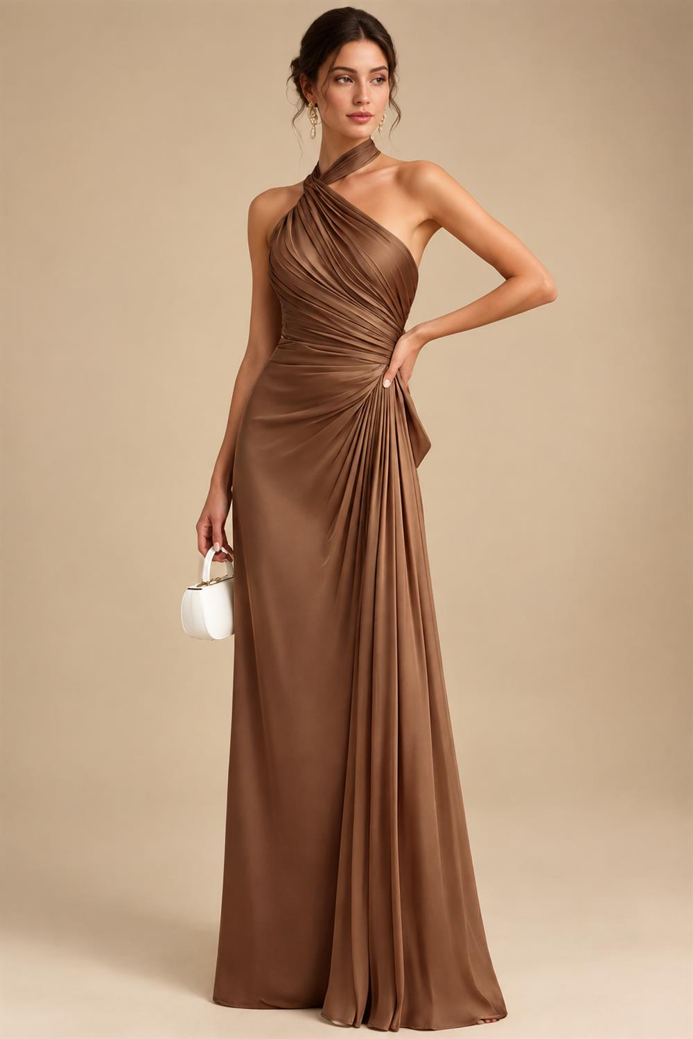 Sheath/Column Asymmetrical Pleated Satin Floor-Length Mother of the Bride Dresses with Ruffle (SHI22500107)