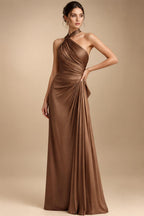 Sheath Silk Off Shoulder Ruched Maxi Mother of the Bride & Groom Dresses (SHI22500808)