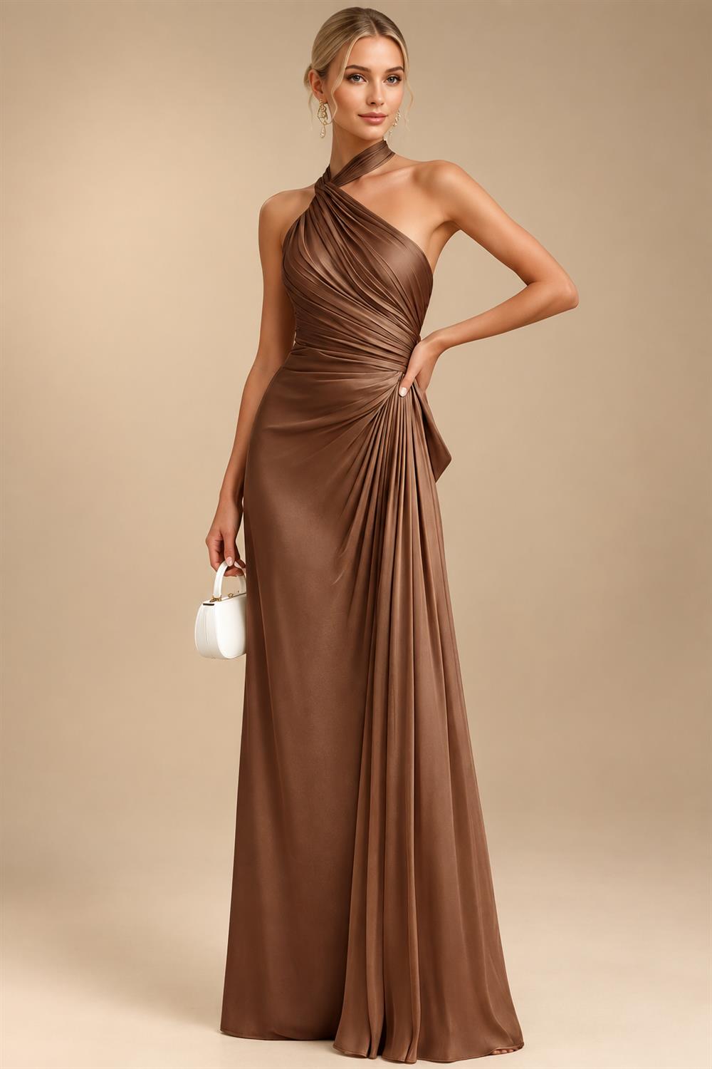 A-Line/Princess V-Neck Satin Tea-Length Mother of the Bride Dresses with Flower (SHI22500080)