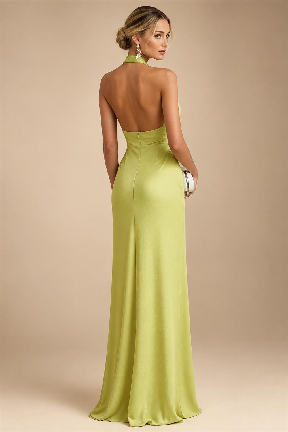 A-Line/Princess Scoop Neck Pleated Satin Evening Dresses with Sequins (SHI22500066)