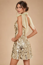 Jacquard A-Line/Princess Strapless Mini Homecoming Dresses with Bow & Pearls (SHI22370329)