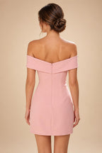 Satin Bodycon Off Shoulder Short Homecoming Dresses for Teens (SHI22370262)