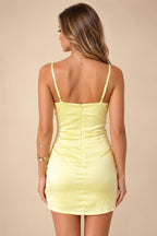 Satin A-Line/Princess Spaghetti Straps Short Homecoming Dresses with Ruched Waist (SHI22370238)