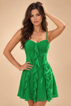 Chiffon A-Line/Princess Spaghetti Straps Mini Homecoming Dresses with Ruffles (SHI22370482)