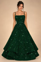 A-Line/Princess Mini Sparkly Sequin Tiered Homecoming Dresses with Spaghetti Straps (SHI22370561)