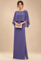 Cape Sleeve Floral Jacquard Satin Tea-Length Ruched Mother of the Bride Dresses 2 Piece (SHIA22500528)