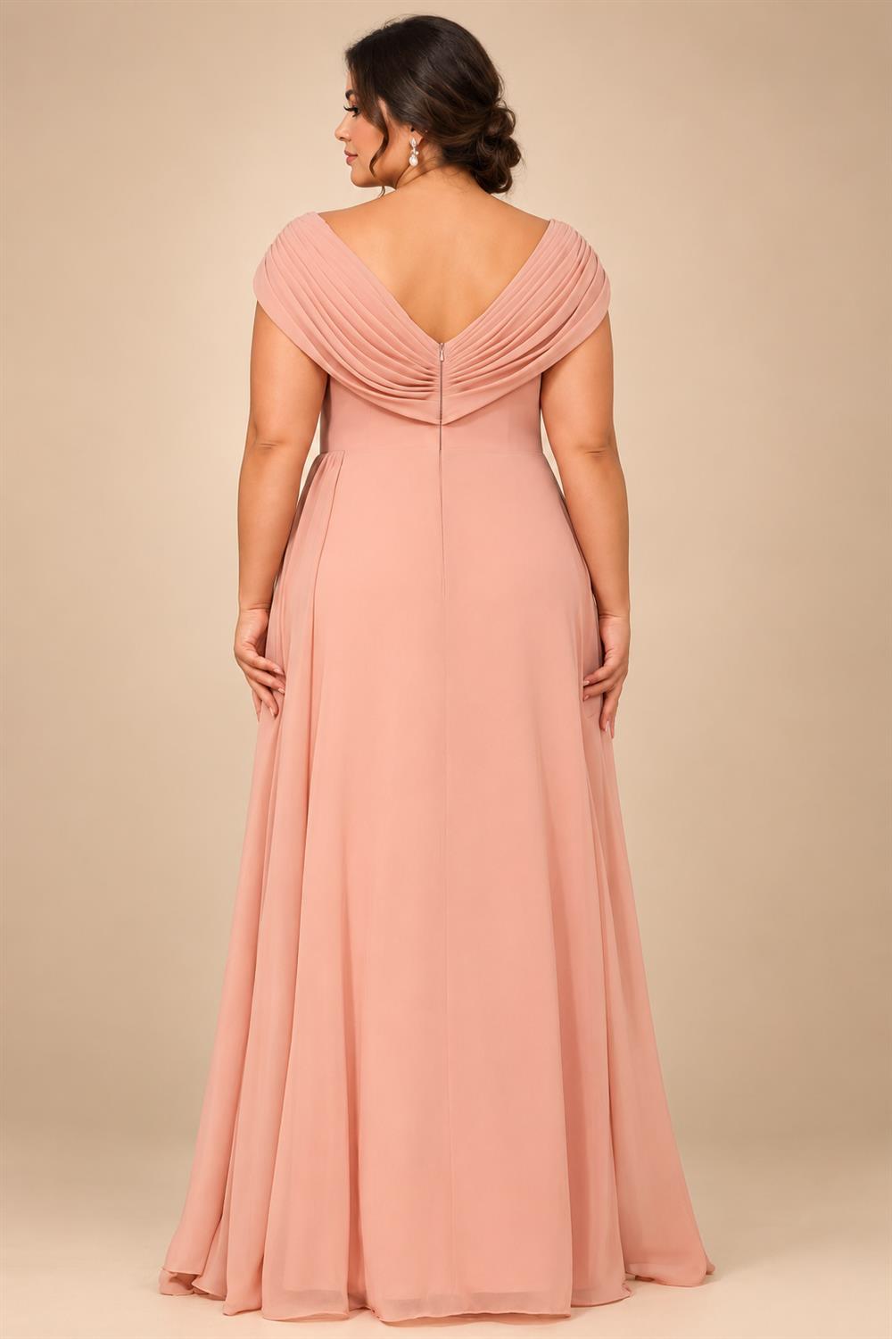 A-Line Chiffon Cape Sleeves Floor-Length Mother of the Bride & Groom Dresses with Ruched Waist (SHI22500705)