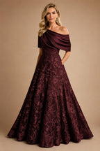 A-Line Floor Length One Shoulder Long Mother of the Bride Dresses with Lace (SHI22500179)