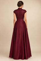 A-Line/Princess V-Neck Velvet Floor-Length Mother of the Bride & Groom Dresses with Ruched Waist (SHI22501614)