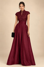 A-Line/Princess V-Neck Velvet Floor-Length Mother of the Bride & Groom Dresses with Ruched Waist (SHI22501614)
