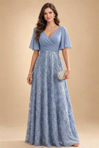 Cape Sleeve Jacquard Satin Ruched Mother of the Bride Dresses 2 Piece (SHI22500528)