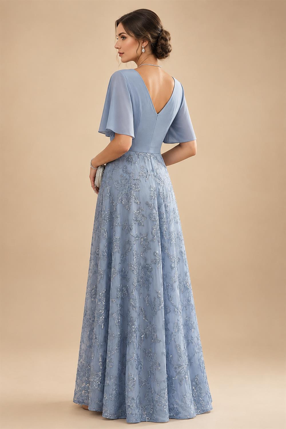 A-Line/Princess Off Shoulder Chiffon Maxi Mother of the Bride & Groom Dresses with Lace Appliques, Rhinestone & Pleats (SHI22501655)
