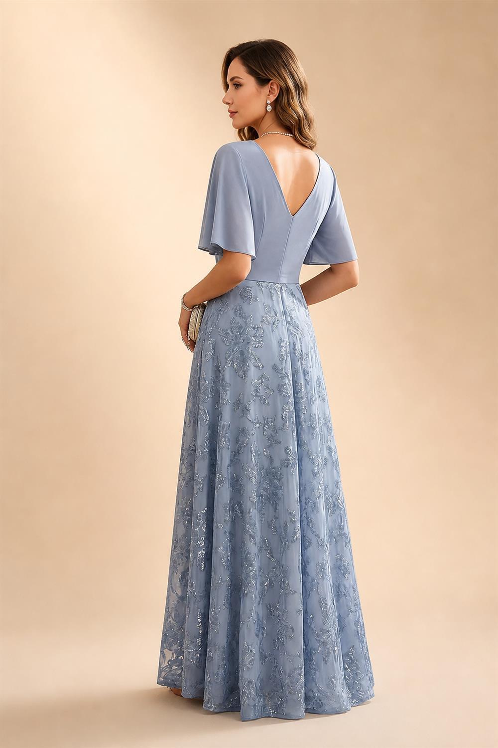 A-Line/Princess Off Shoulder Chiffon Floor-Length Mother of the Bride & Groom Dresses with Sequin, Lace Appliques & Pleats (SHI22501662)