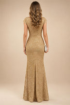 Cape Sleeve Floral Jacquard Satin Tea-Length Ruched Mother of the Bride Dresses 2 Piece (SHIA22500528)