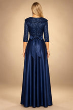 Sequin Floral A-Line/Princess V-Neck Floor-Length Mother of the Bride & Groom Dresses with 3D Flowers & Pleats (SHI22501350)