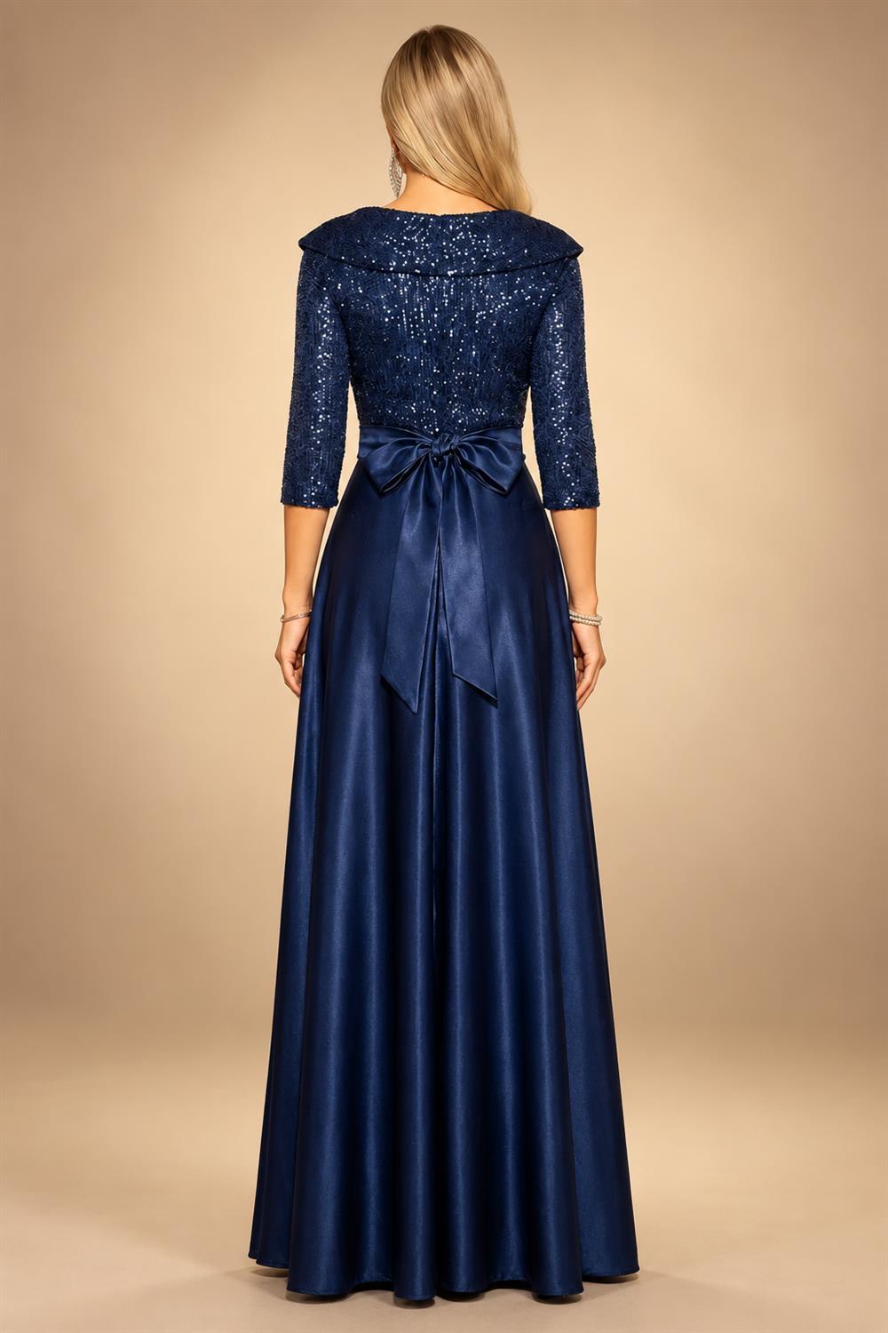 Sequin Floral A-Line/Princess V-Neck Floor-Length Mother of the Bride & Groom Dresses with 3D Flowers & Pleats (SHI22501350)
