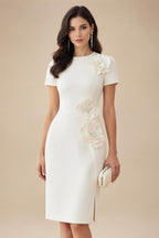 Pantsuit Scoop Neck Satin Maxi Mother of the Bride Pantsuits with Fluffy Feather Trim Cuffs (SHI22501692)