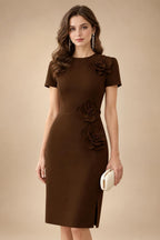 Satin Scoop Neck Mother of the Bride & Groom Dresses with 3D Flower (SHI22500338)