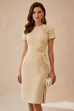 Satin Scoop Neck Mother of the Bride & Groom Dresses with 3D Flower (SHI22500338)