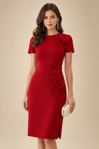 Satin Scoop Neck Mother of the Bride & Groom Dresses with 3D Flower (SHI22500338)