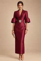 Sheath/Column Scoop Neck Velvet Floor-Length Mother of the Bride & Groom Dresses with Rhinestones (SHI22501640)