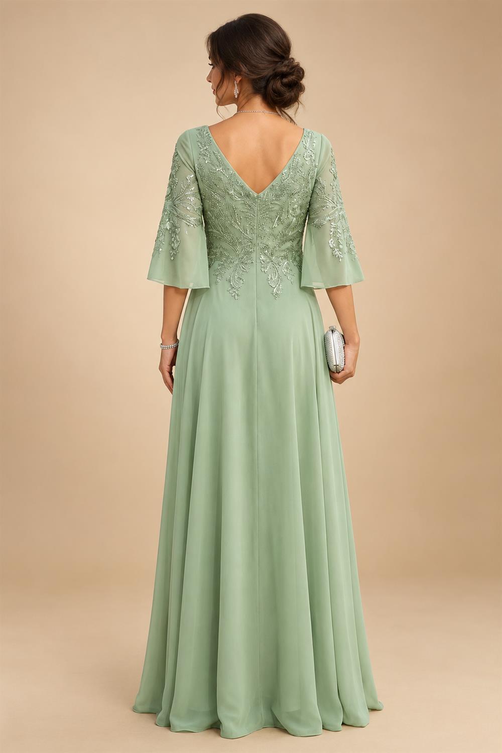 A-Line/Princess One Shoulder Chiffon Floor-Length Mother of the Bride & Groom Dresses with Lace Appliques, Sweep Train & Side Sash (SHI22501663)