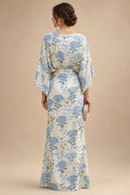 Sheath Chiffon Floral Print Cape Sleeves Mother of the Bride & Groom Dresses for Formal Wedding (SHI22500682)