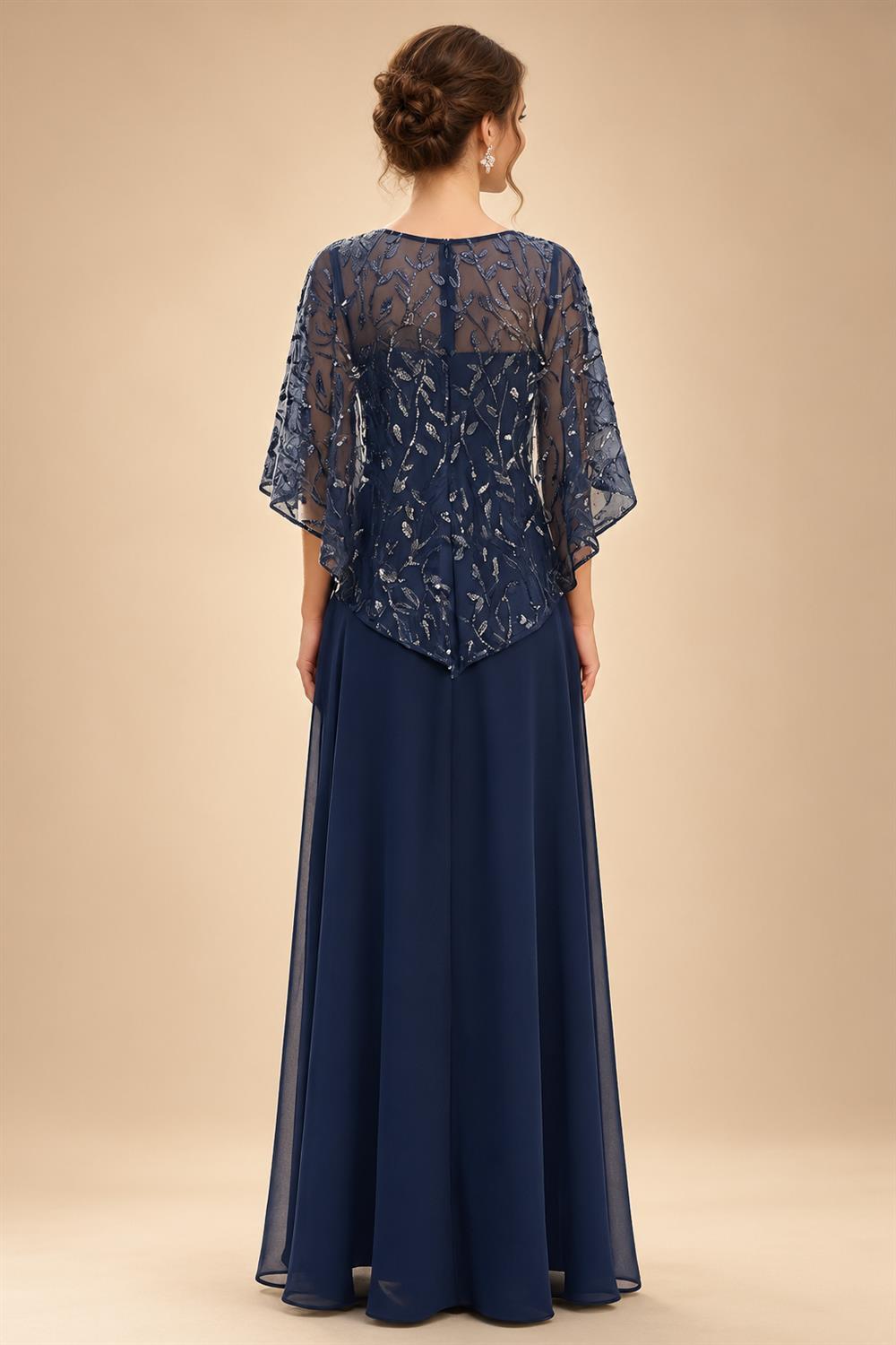 Chiffon A-Line/Princess Scoop Neck Floor-Length Mother of the Bride & Groom Dresses with Tiered Layers (SHI22501536)