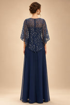 Chiffon A-Line/Princess Scoop Neck Floor-Length Mother of the Bride & Groom Dresses with Tiered Layers (SHI22501536)