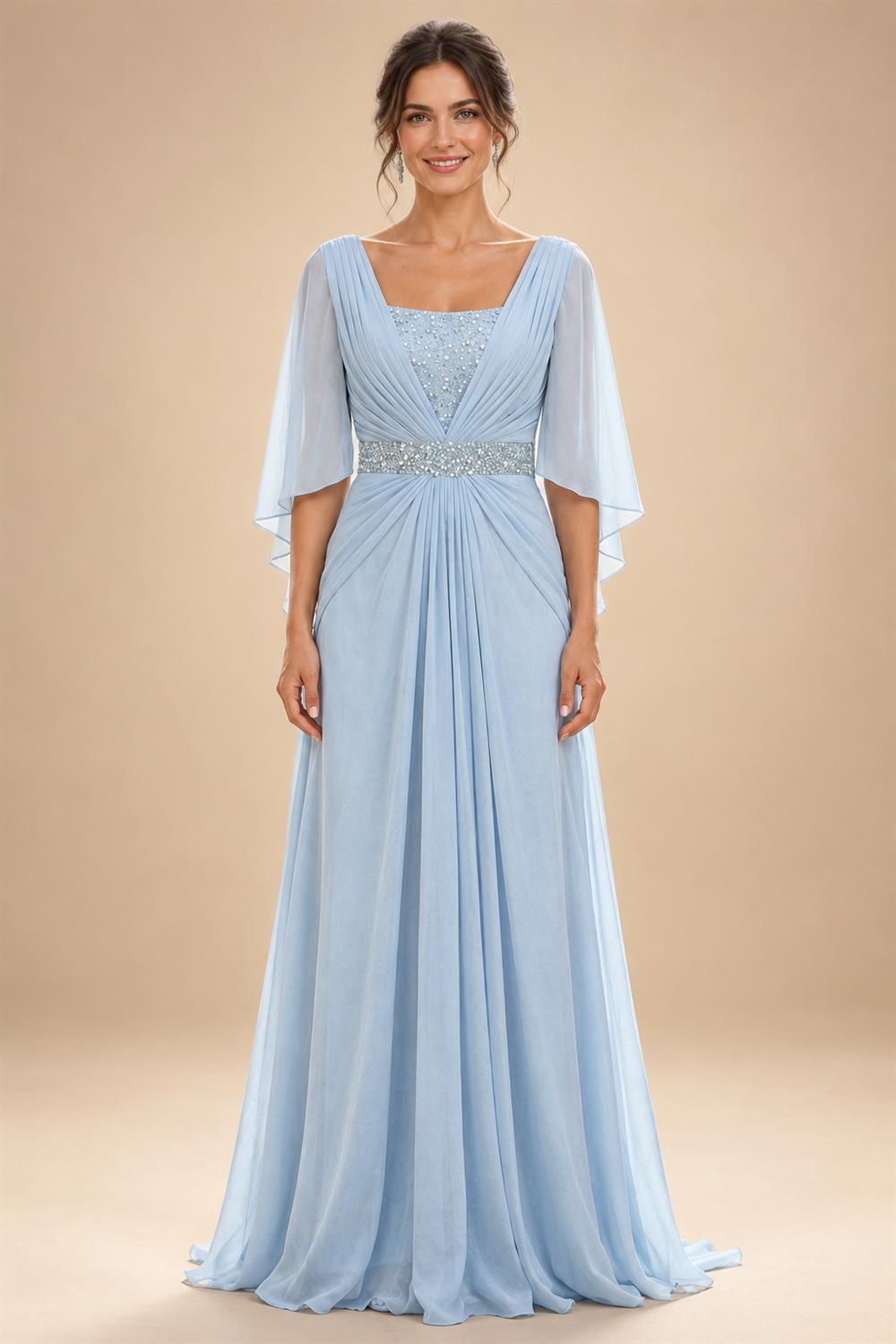 A-Line/Princess V-Neck Floral Embroidery Maxi Mother of the Bride & Groom Dresses with Ruched Waist (SHI22501624)