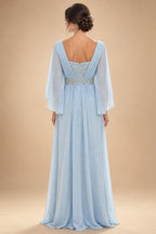 Sheath Chiffon Cape Sleeves Maxi Mother of the Bride & Groom Dresses with Ruched Waist (SHI22500727)